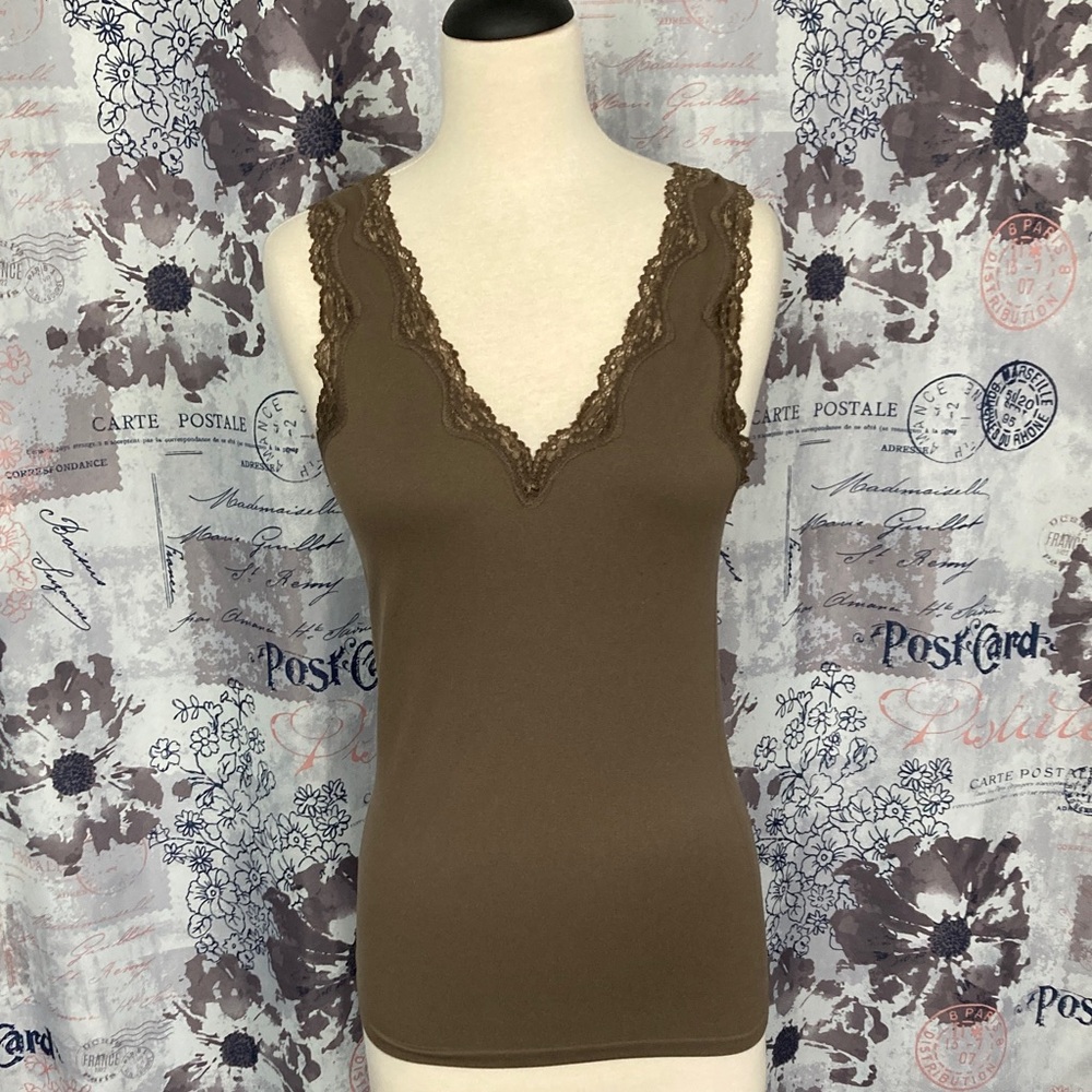The Limited Vintage Brown Lace Trim Camisole Y2K